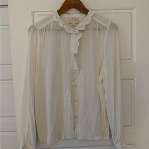 Sezane Chlo Shirt, Ecru, Size 40